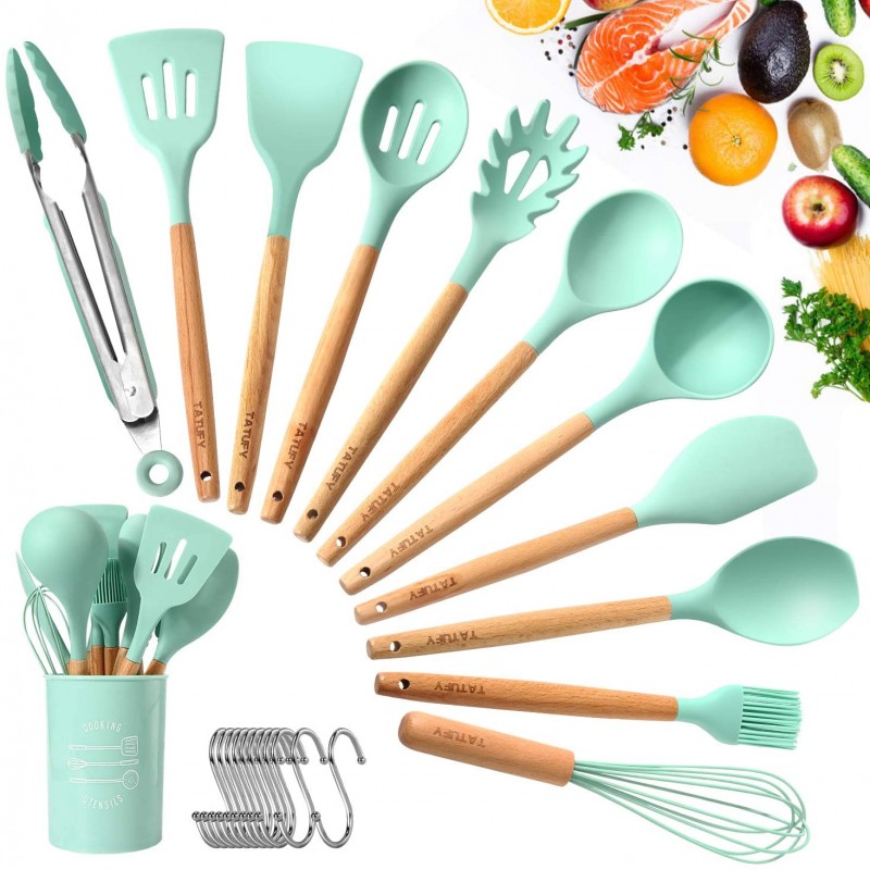 Kitchen Utensil Set 11 PCS With Plastic Holder | Non-Stick Silicone Cooking Tools