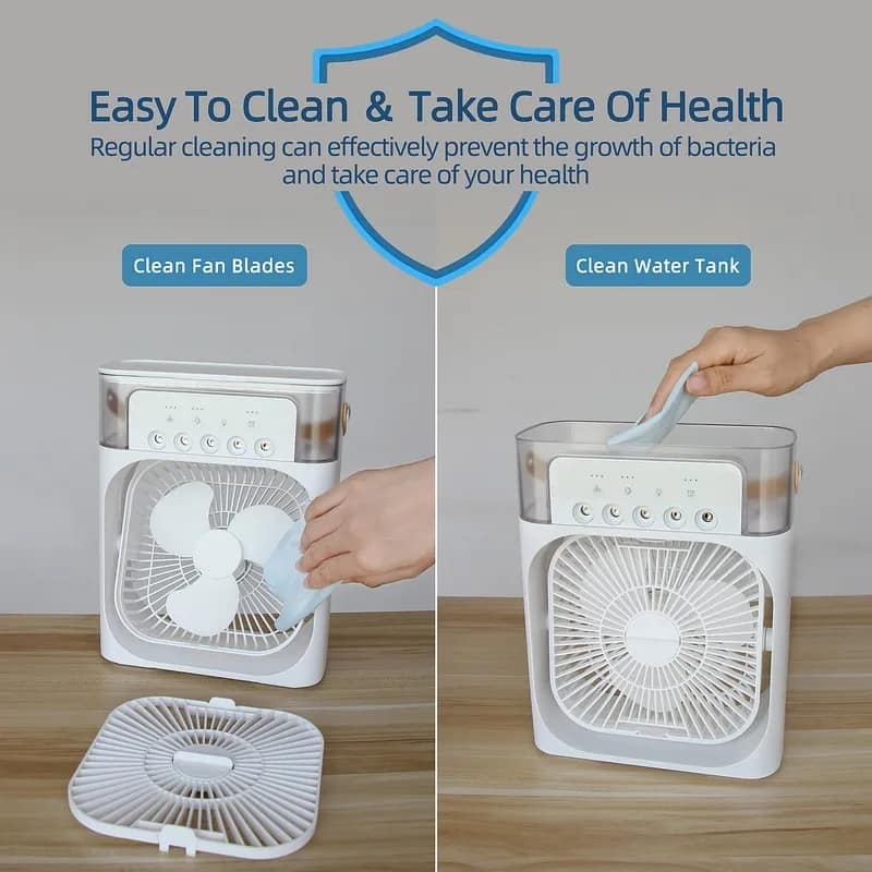 Multifunction Water Spray Mist Fan Air Cooler – Portable USB Electric Cooling Fan - Image 3