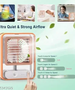 Alternative view of Rechargeable Mini Portable Desk Fan with Mist Spray LED Night