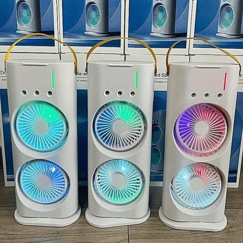 Double-Ended Spray Water Mist Fan – Portable Cooling Fan with Mist Spray & LED Light - Image 3