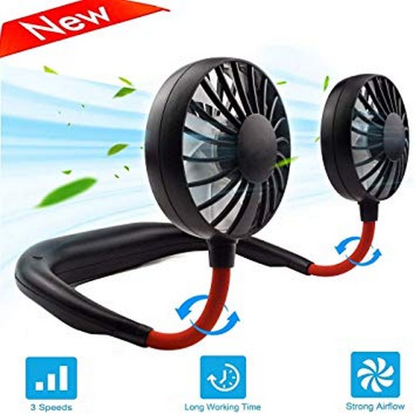Sports USB Neckband Fan – Rechargeable Hands-Free Wearable Personal Cooling Fan