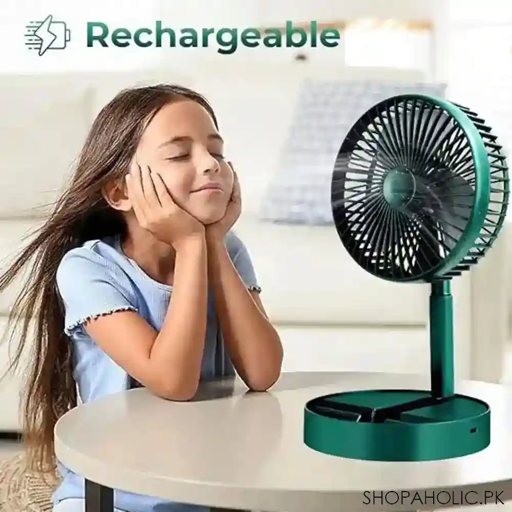 Telescopic Folding Rechargeable Fan – Portable Adjustable Height Desk & Floor Fan - Image 3